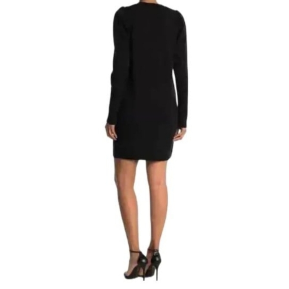 Wayf Black Lola Puff Sleeve Mock Neck Pullover Puff Sleeve Sweater Dress - Picture 2 of 8